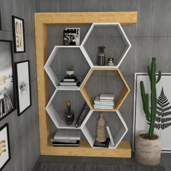 Corp biblioteca, Retricy, Artemis, 90x24.6x140 cm, PAL, Stejar / Alb imagine