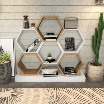 Corp biblioteca, Retricy, Cicek, 120x29.5x109 cm, PAL, Stejar alb imagine