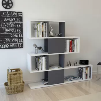 Corp biblioteca, Retricy, Karlin, 120x19.5x109 cm, PAL, Alb / Antracit imagine