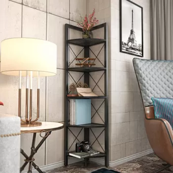 Corp biblioteca, Retricy, Remo, 30.5x33x160 cm, PAL, Negru imagine