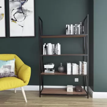 Corp biblioteca, Retricy, Xena, 94x33x150 cm, PAL, Nuc / Negru imagine