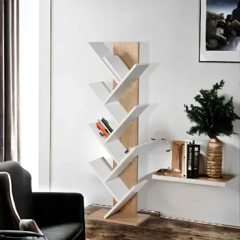 Corp biblioteca, Tuvalle, Tuval 066, 46x129.8x22 cm, Stejar / Alb imagine