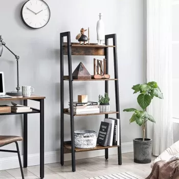 Corp biblioteca, Vasagle, 56 x 34 x 137.5 cm, PAL/otel, maro rustic imagine