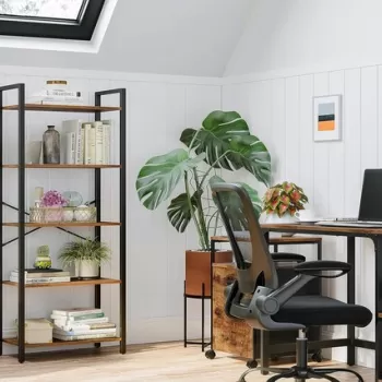 Corp biblioteca, Vasagle, 66 x 30 x 153 cm, PAL/otel, maro rustic imagine