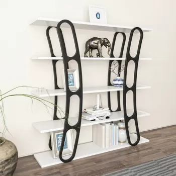 Corp biblioteca, Zena Home, Adar, 120x120x25 cm, PAL, Alb negru imagine