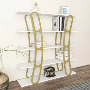Corp biblioteca, Zena Home, Adar, 120x120x25 cm, PAL, Aur alb imagine