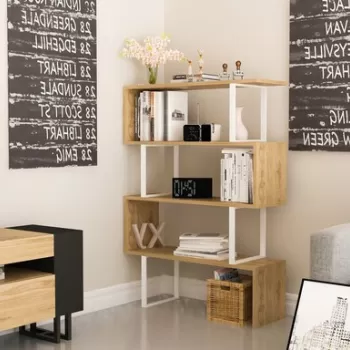 Corp biblioteca, Zena Home, Adriana, PAL, Stejar / Alb imagine