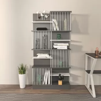 Corp biblioteca, Zena Home, Arya, 80x160x24.6 cm, PAL, Antracit/Alb imagine