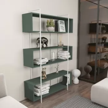 Corp biblioteca, Zena Home, Bruti, 120x180x29.6 cm, PAL, Verde/Alb imagine