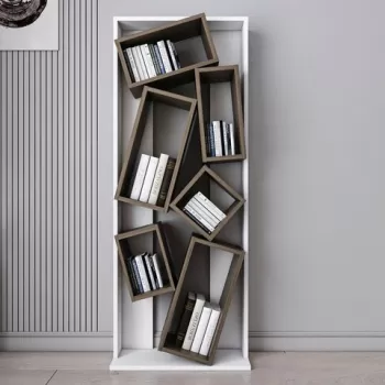 Corp biblioteca, Zena Home, Carmen, 63x153.6x24 cm, PAL, Alb / Nuc imagine