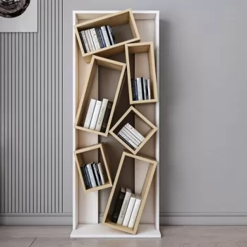 Corp biblioteca, Zena Home, Carmen, 63x153.6x24 cm, PAL, Stejar alb imagine
