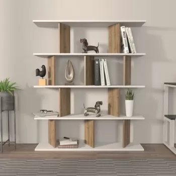 Corp biblioteca, Zena Home, Grace, 120x141x24.6 cm, PAL, Alb / Nuc imagine