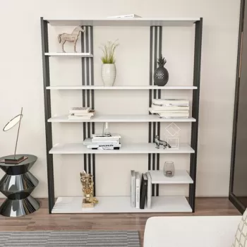 Corp biblioteca, Zena Home, Jenny, 120x160x29.6 cm, PAL, Alb negru imagine