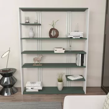 Corp biblioteca, Zena Home, Jenny, 120x160x29.6 cm, PAL, Verde/Alb imagine