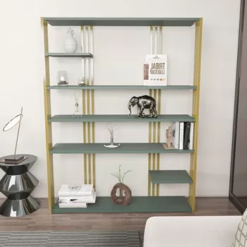 Corp biblioteca, Zena Home, Jenny, 120x160x29.6 cm, PAL, Verde / Aur imagine