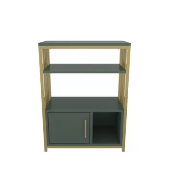 Corp biblioteca, Zena Home, Letos, 60x80x29.6 cm, PAL, Verde / Aur imagine