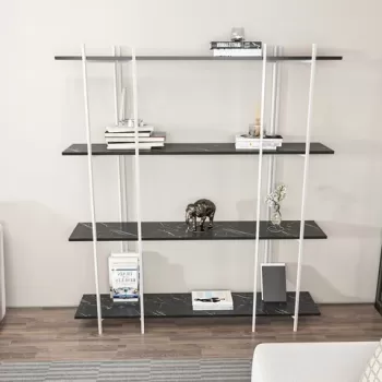 Corp biblioteca, Zena Home, Moss, 160x180x29.6 cm, PAL, Alb negru imagine