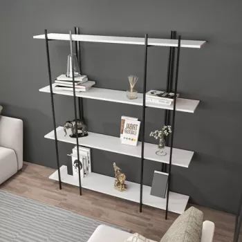 Corp biblioteca, Zena Home, Moss, 160x180x29.6 cm, PAL, Alb negru imagine