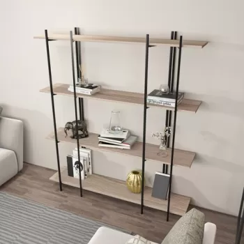 Corp biblioteca, Zena Home, Moss, 160x180x29.6 cm, PAL, Stejar / Negru imagine