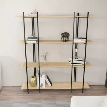 Corp biblioteca, Zena Home, Moss, 160x180x29.6 cm, PAL, Stejar / Negru imagine