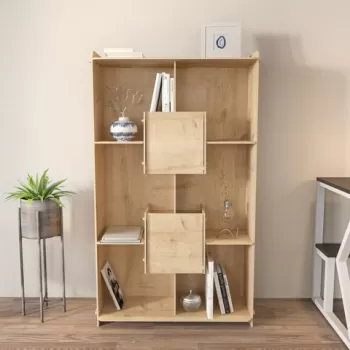 Corp biblioteca, Zena Home, Pana, 83x138x27 cm, PAL, Stejar imagine