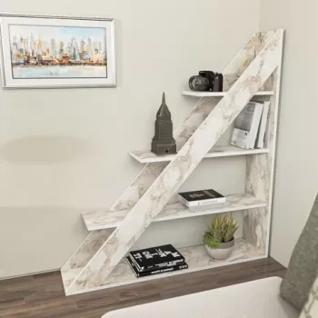 Corp biblioteca, Zena Home, Pisagor, 120x131.8x25 cm, PAL, Alb imagine