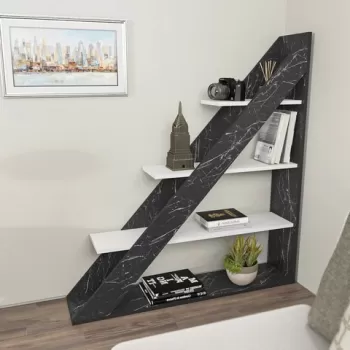 Corp biblioteca, Zena Home, Pisagor, 120x131.8x25 cm, PAL, Marmura alba imagine