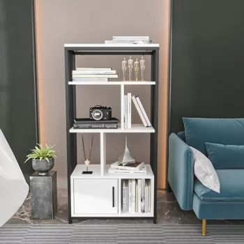 Corp biblioteca, Zena Home, Valero, 60x120x29.6 cm, PAL, Alb negru imagine