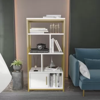 Corp biblioteca, Zena Home, Valero, 60x120x29.6 cm, PAL, Aur alb imagine