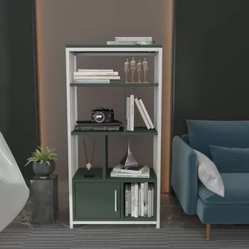 Corp biblioteca, Zena Home, Valero, 60x120x29.6 cm, PAL, Verde/Alb imagine