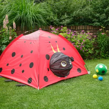 Cort de gradina pentru copii Ladybug, Decoris, 120x120x80 cm, poliester, rosu imagine