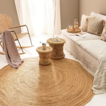 Covor, 00023A, 90x90 cm, Iuta, Camel imagine