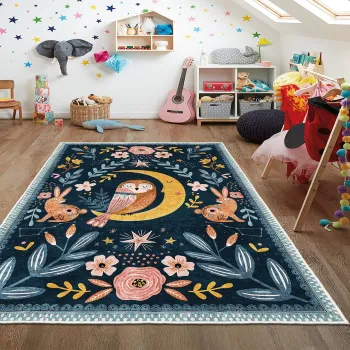 Covor (100 x 150), Wookece1694, 100x150 cm, Albastru navy imagine