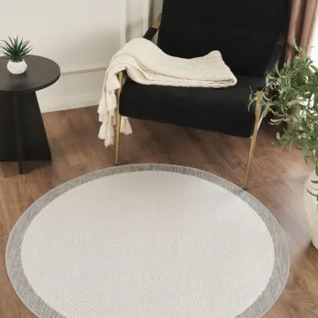 Covor (120 cm), Sisalux 3086 Round, 120x120 cm, Alb/Gri imagine