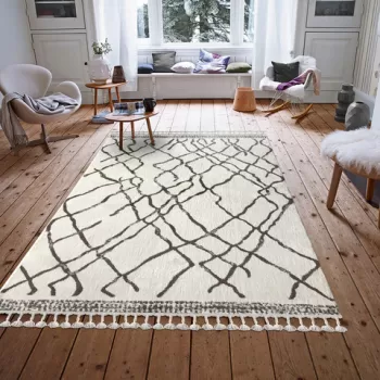 Covor, 1458A, 120x180 cm, Poliester, Alb/Maro deschis imagine