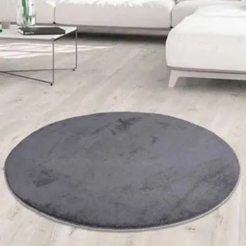 Covor (150 cm), Oval Plush, Gri inchis imagine