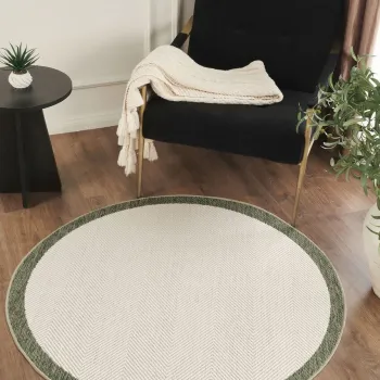 Covor (160 cm), Sisalux 3090 Round, 160x160 cm, Crem / Verde imagine
