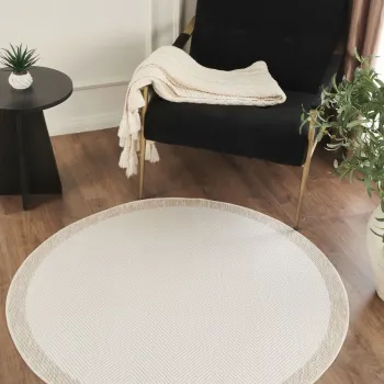 Covor (200 cm), Sisalux 3084 Round, 200x200 cm, Crem / Bej imagine