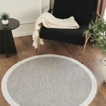 Covor (200 cm), Sisalux 3087 Round, 200x200 cm, Gri/Alb imagine