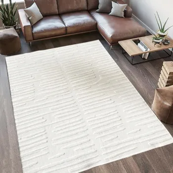 Covor 3D cu model in relief, Oliver, Heinner, 200x300 cm, poliester, crem imagine