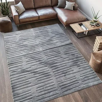 Covor 3D cu model in relief, Oliver, Heinner, 200x300 cm, poliester, gri imagine