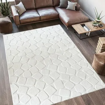 Covor 3D cu model in relief, Stone, Heinner, 160x230 cm, poliester, crem imagine