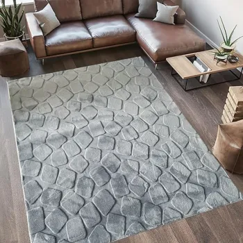 Covor 3D cu model in relief, Stone, Heinner, 200x300 cm, poliester, gri imagine