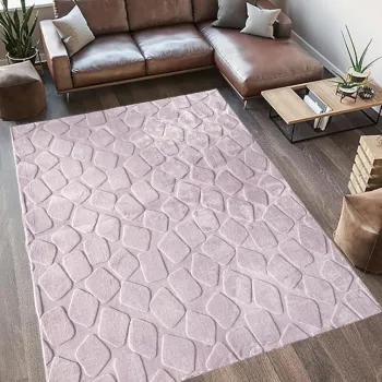 Covor 3D cu model in relief, Stone, Heinner, 200x300 cm, poliester, maro imagine