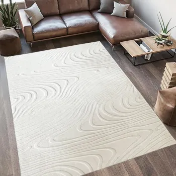 Covor 3D cu model in relief, Wave, Heinner, 200x300 cm, poliester, crem imagine