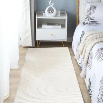 Covor 3D cu model in relief, Wave, Heinner, 80x150 cm, poliester, crem imagine