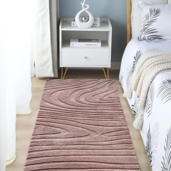 Covor 3D cu model in relief, Wave, Heinner, 80x150 cm, poliester, maro imagine