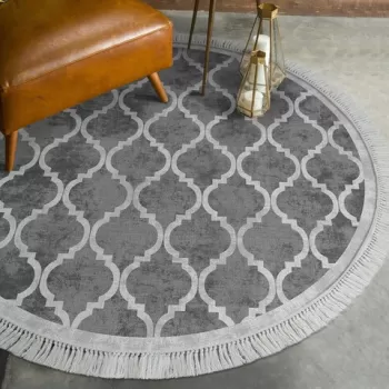 Covor, ALN400601GR12, 160x160 cm, Poliester, Gri imagine