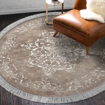 Covor, ALN400616BJ18, 180x180 cm, Poliester, Bej/Alb imagine