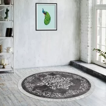 Covor, ALN400616GR12, 160x160 cm, Poliester, Gri/Alb imagine